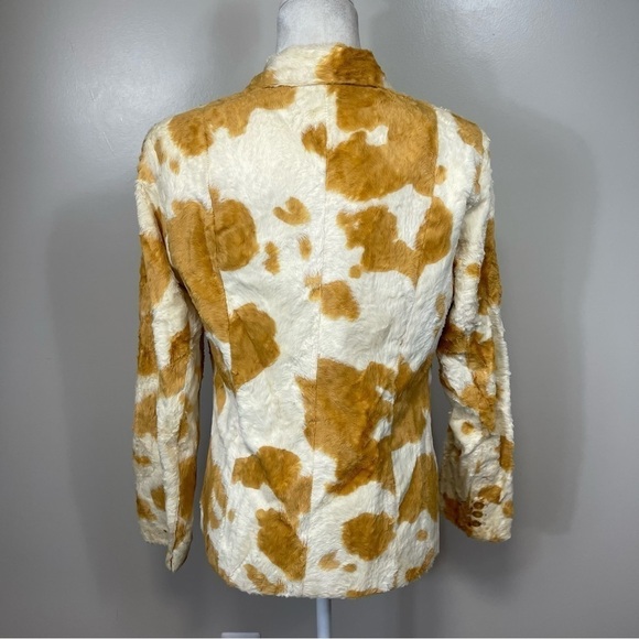 FREE WEAR by JOHNATHON HOENSCHEIDT Tan & Cream Faux Fur Blazer Jacket - MEDIUM - Picture 9 of 11